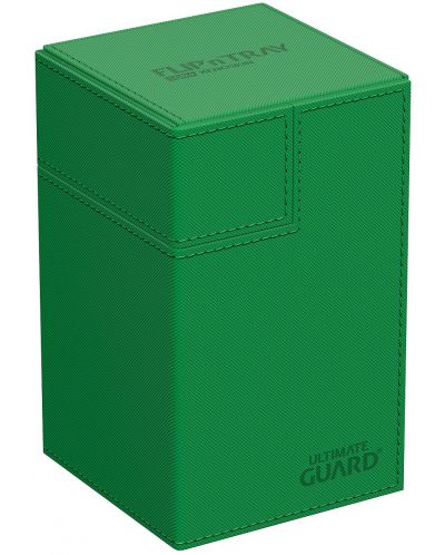 Cutie pentru carduri Ultimate Guard Flip`n`Tray 100+ XenoSkin - Monocolor Green (100+ bucăți) - 1